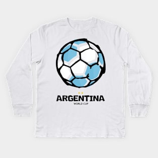 Argentina Football Country Flag Kids Long Sleeve T-Shirt